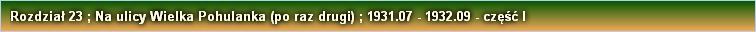 Rozdział 23 ; Na ulicy Wielka Pohulanka (po raz drugi) ; 1931.07 - 1932.09 - część I